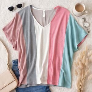 Imerald Colorblock Dolman Sleeve Top Medium Soft Stretch Blouse